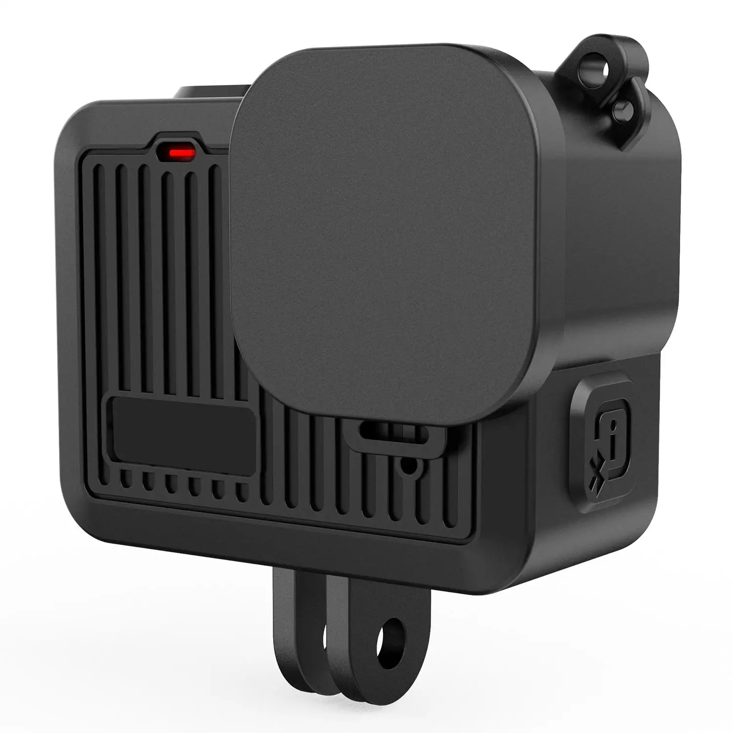 For GoPro HERO 4K 2024 PULUZ Silicone Protective Case Side Interface Cover with Wrist Strap & Lens Cover