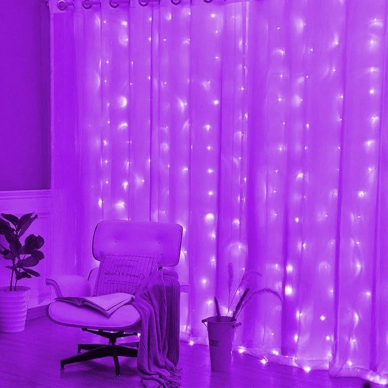 thumbnail image 1 of Cadena de luces LED para cortina con USB, 8 modos, 3, 4 y 6 m, para decoración de bodas, dormitorios, fiestas en el hogar, vacaciones, 2025, 1 of 5