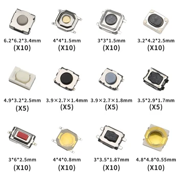 100 pezzi per set di Okey Locksmith, 12 interruttori tattili a pulsante per chiave auto durevoli, 5 interruttori tattili a pulsante importati