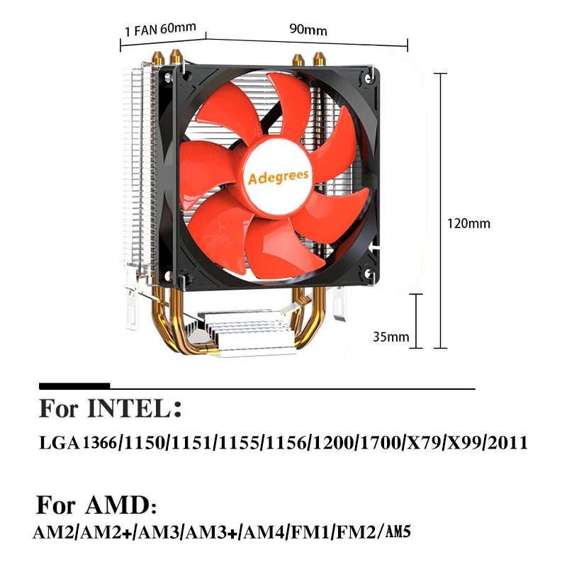 X99 CPU Air Cooler Quiet Processor 90MM Cooling Fan For Intel LGA