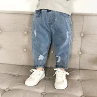 0-6 Year old Boys Jeans Infant Set Children  Girls Denim Ripped Jeans Korean Fashion Kids Trousers Toddler Casual Loose Pants 2