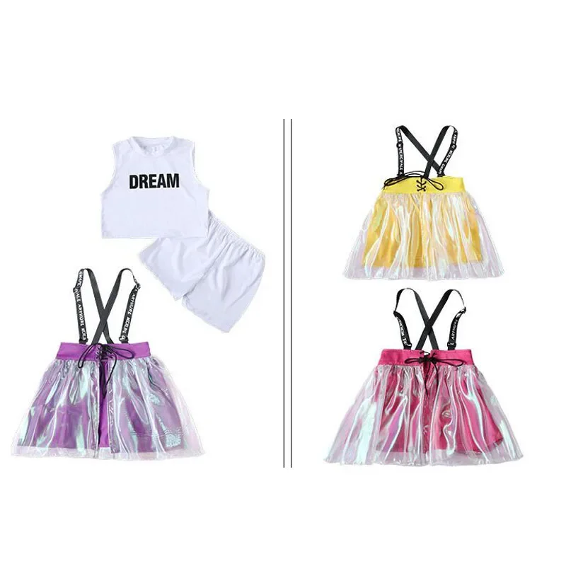 Girls Jazz Dance Costumes Hip Hop Outfits Cheerleading Performance Clothing Street Dancing Dress Suit Kids Modern Stage Wear