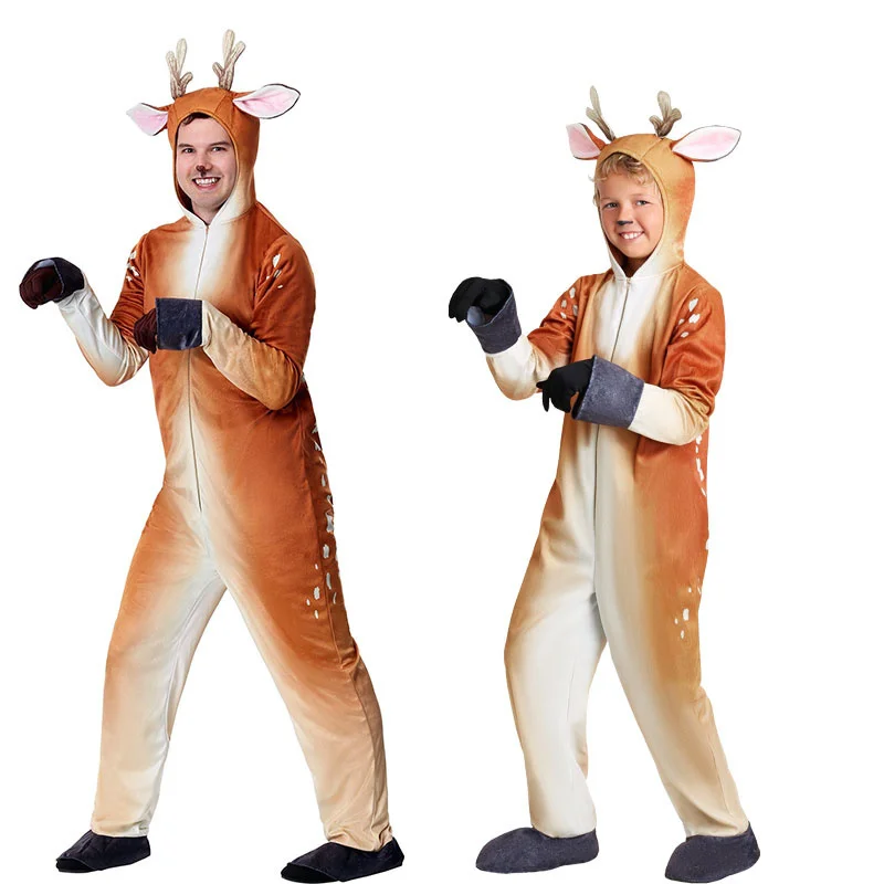 

Halloween Stage Performance Cosplay Adult Children's Animal Sika Deer Costumes Elk Reindeer Role Play Clothing Animal Jumpsuit