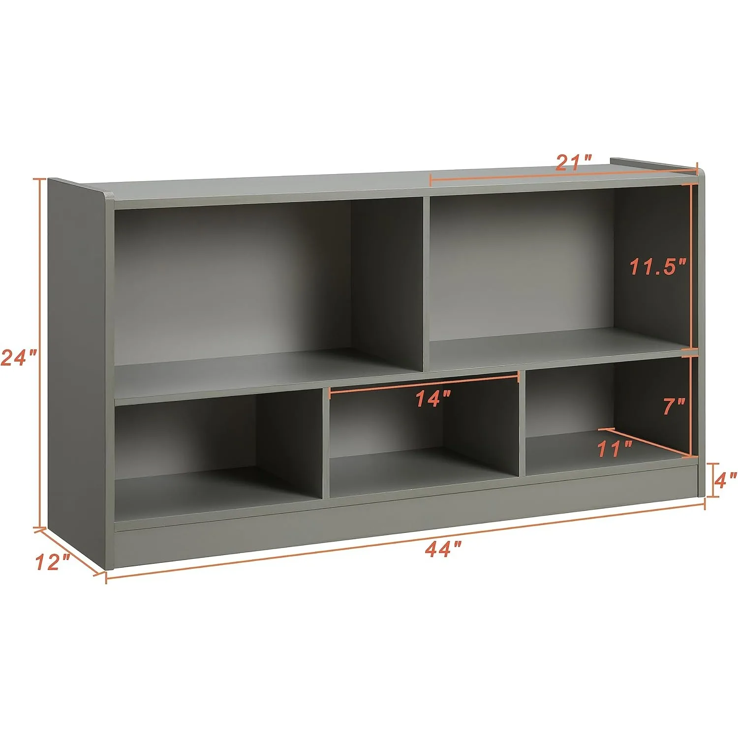 Toy organization and storage, 5-section children's bookshelf for organizing books and toys, game room, daycare (gray) 2