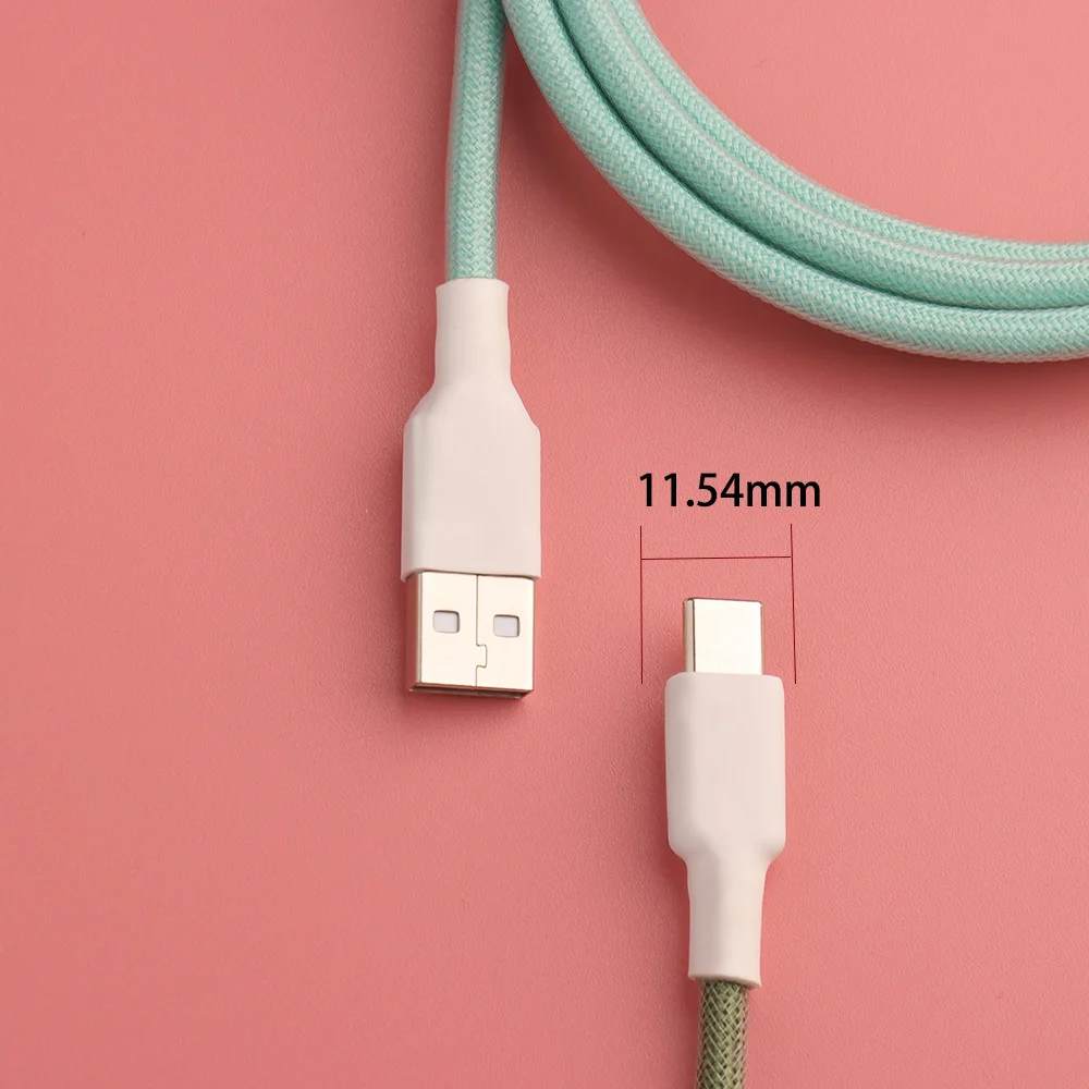 Lano-duplo Mangas Pet Acabamento Colorido Cabo Aviador tipo c Metal Textura Coiling Usb c Coiled Mecânica Cabo Teclado Gx16 - Imagem 6