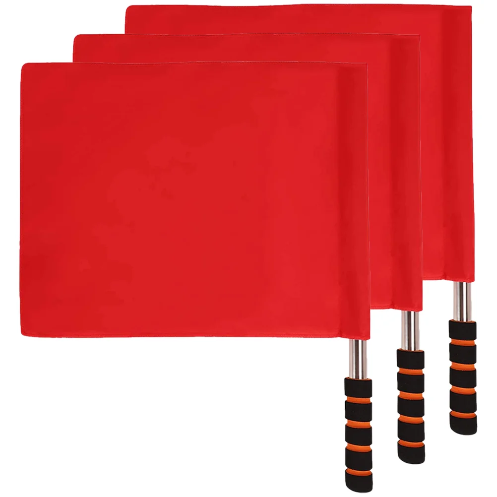 

3 Pcs Referee Flag Sports Equipment Signal Flags Handheld Emblems Fan Racing Cloth Match Cheering