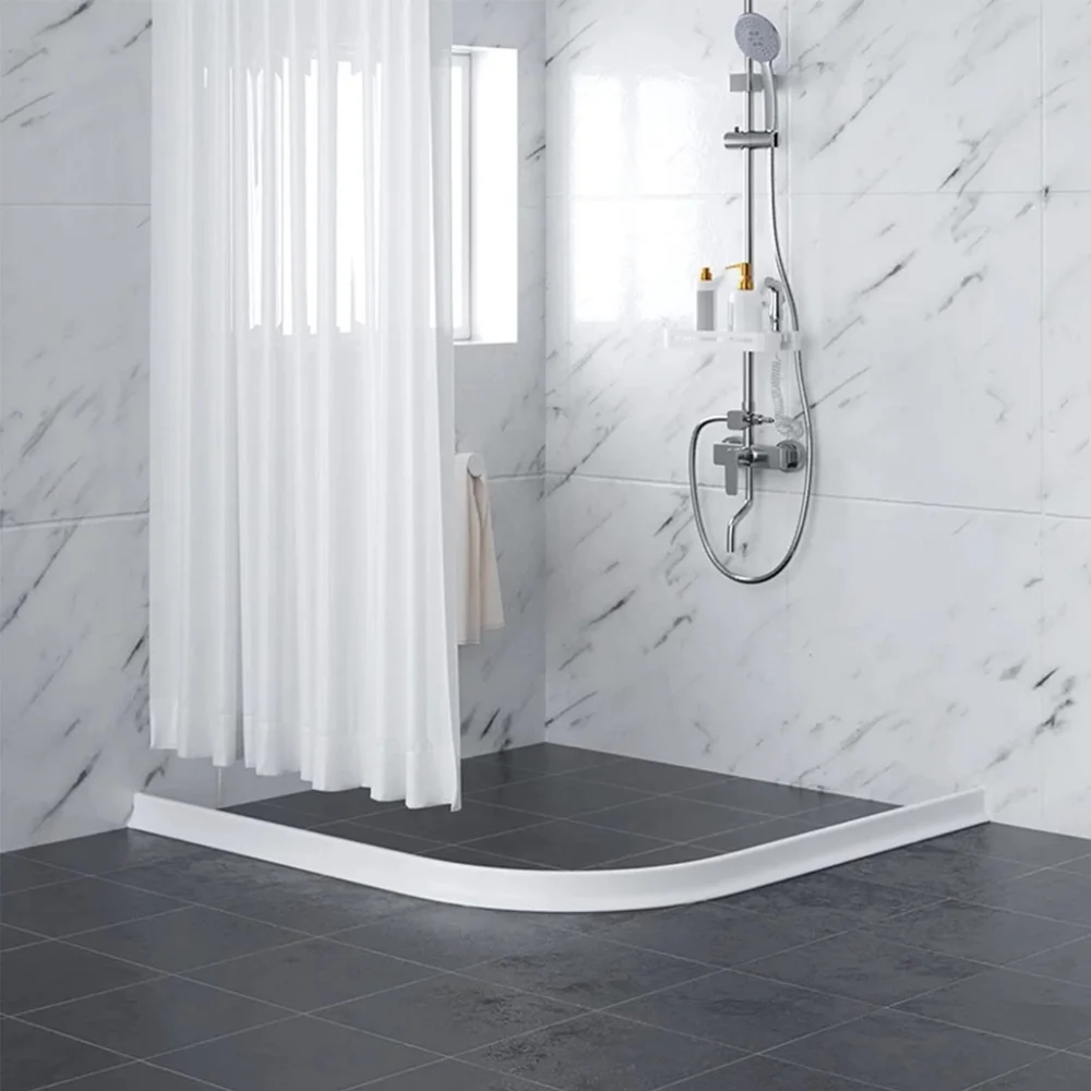 Bathroom Water Stopper Self-Adhesive Soft Silicone Shower Water Barrier for Dry and Wet Separation Blocker Shower Accessories