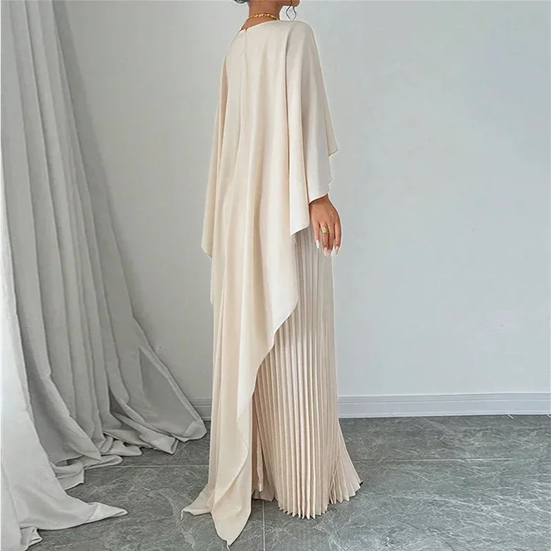 Women Elegant Crew Neck Irregular Shawl & Vest Pleated Dresses Autumn Solid Color Cloak 2 Piece Set Loose Evening Gown Vacation - AliExpress 200000345 Women Elegant Crew Neck Irregular Shawl & Vest Pleated Dresses Autumn Solid Color Cloak 2 Piece Set Loose Evening Gown Vacation - AliExpress 200000345
