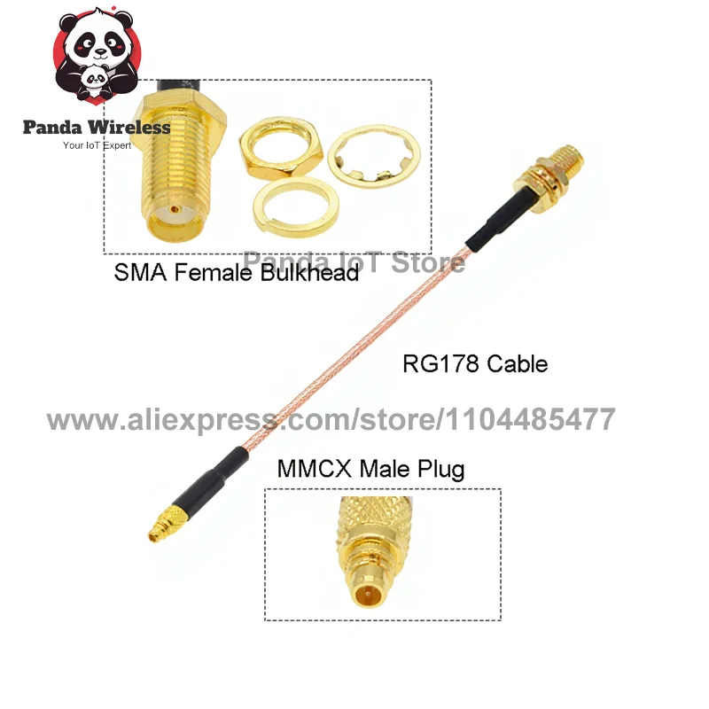 10개 RG178 RP-SMA/ SMA 암형-MMCX 수형/앵글 90 °   플러그 5cm-50cm RG178 피그테일 RF 동축 점퍼 SMA - MMCX 케이블