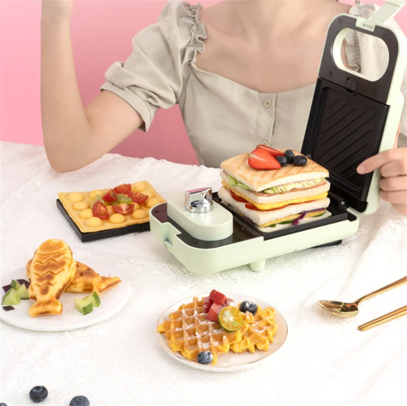 Multifunctional Mini Electric Sandwich Maker Food Machine Pancake Waffle Bread Cooker Toaster Bakinging Tool Electric Ovens MB38