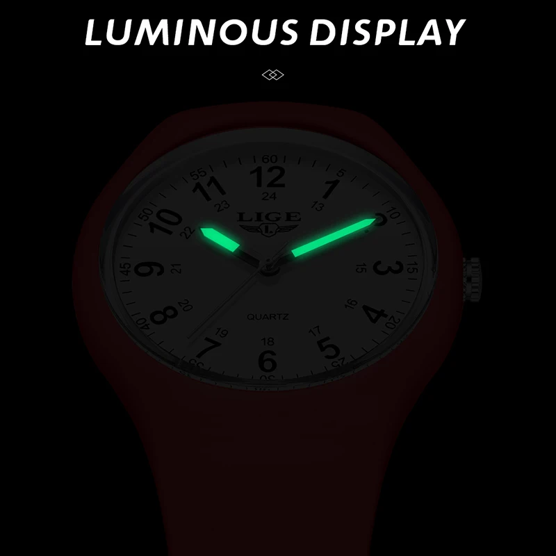 LIGE 2025 New Red Silicone Watch Women Fashion Top Brand Luxury Women's Quartz Wristwatch Waterproof Luminous Watches for Women