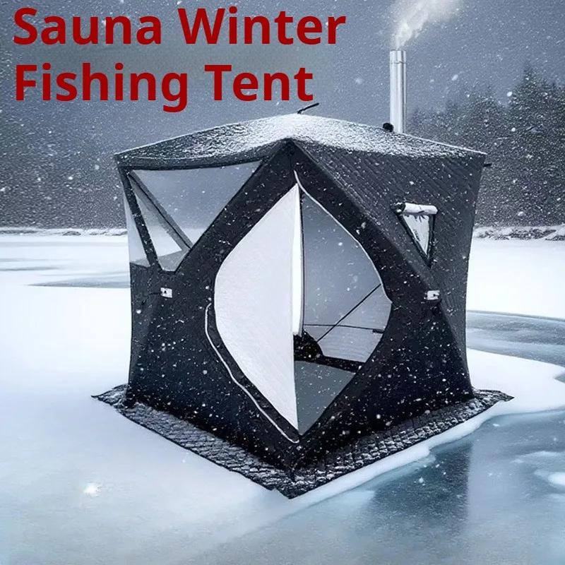 Thickened Winter Fishing Outdoor Tents Convenient Chimney Large Space Warm Tents Snow-proof Multifunctional Camping Supplies 1