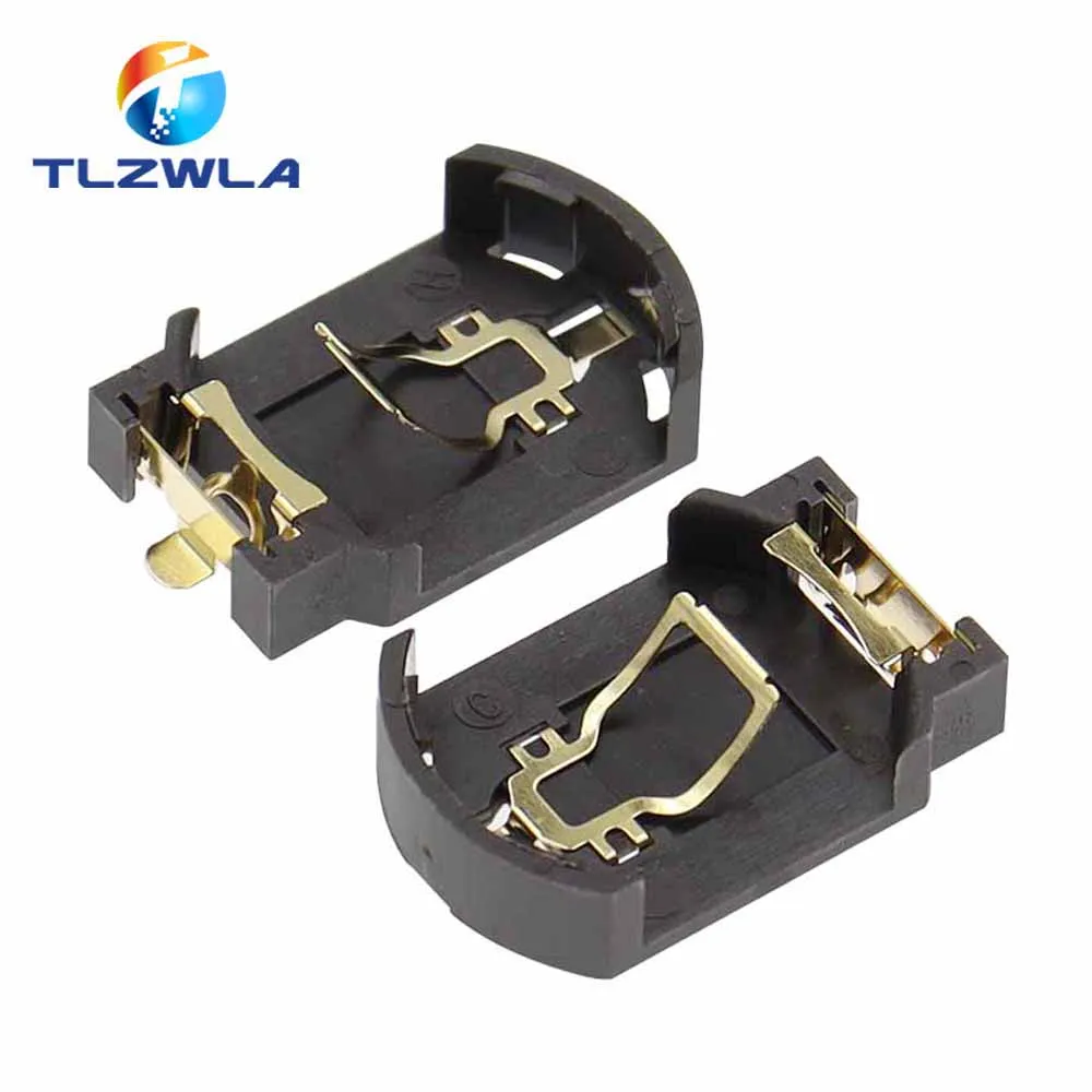 10 個 BS-8 CR2032 CR2025 金メッキボタン電池ホルダー 2032 電池ボックスソケットケース - AliExpress