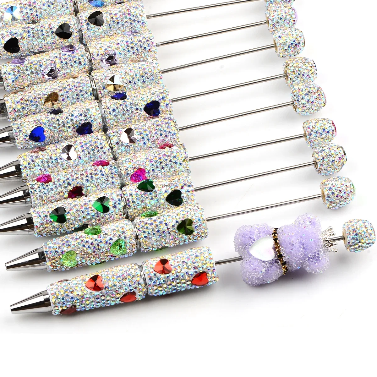 1 stücke Herz Strass Perlen Stifte Lose Spacer Perlen DIY Handwerk Schmuck Handgemachte Weiß Kreative Design Stift