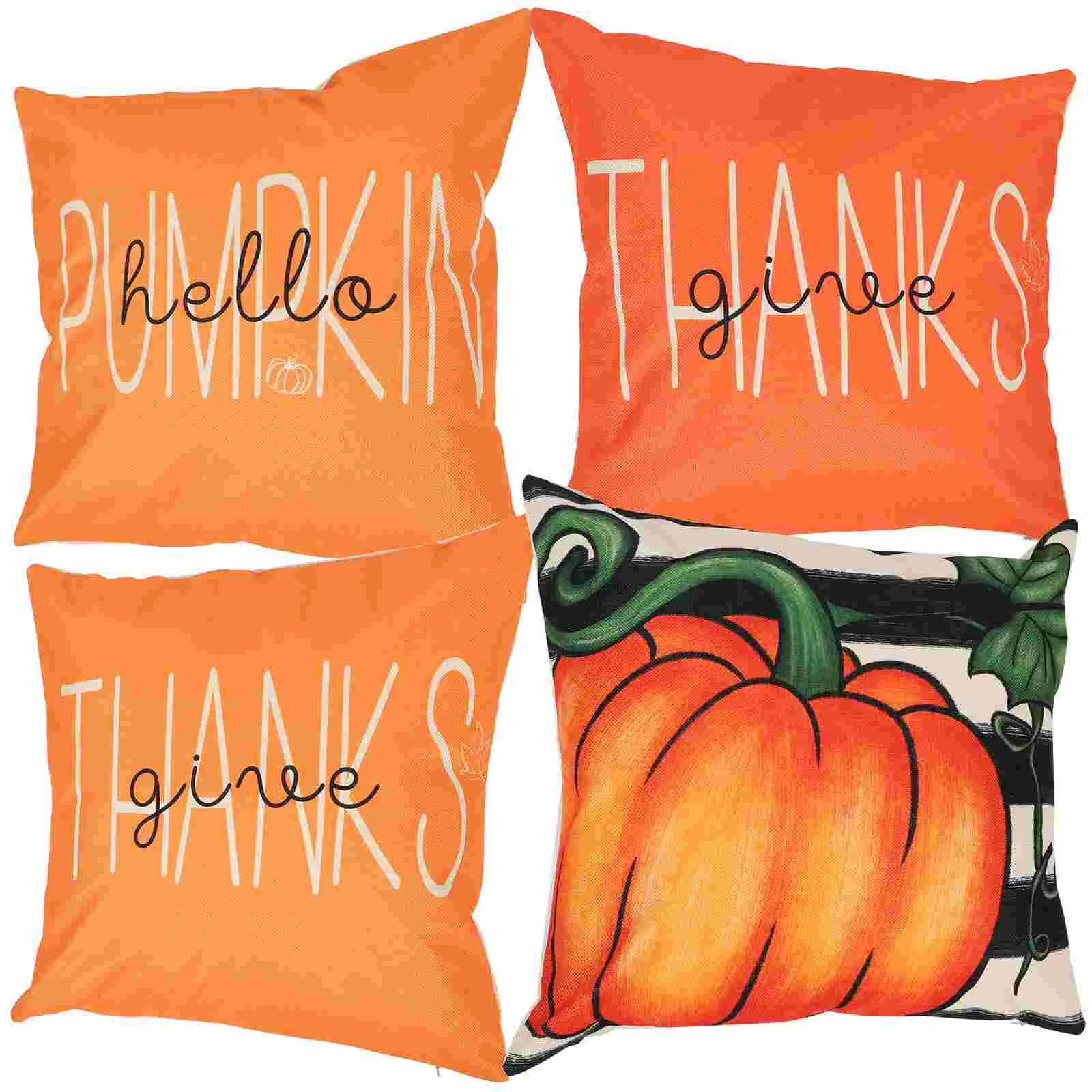 

4 Pcs Autumn Thanksgiving Throw Pillow Cover Square Cases Fall Pillowcase Couch Polyester Fiber Cushion Covers