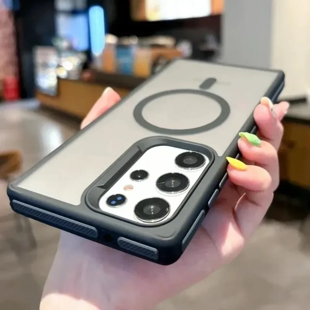 Frosted Dual-Color Magnetic Wireless Charging Case - Anti-Slip Matte Finish