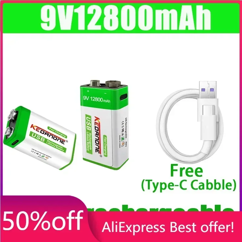 

NEW 9V 12800mAh li-ion Rechargeable battery Micro USB Batteries 9 v lithium for Multimeter Microphone Toy Remote Control KTV use