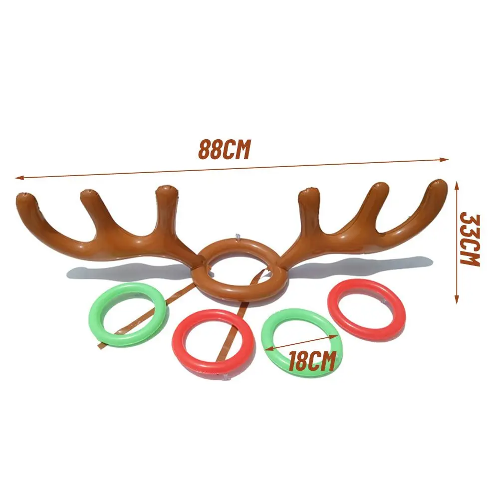 New Year Decoration Santa Funny Reindeer Antler Hat Inflatable Toys Ring Toss Christmas Game Outdoor Activity Xmas Kids Gift 6