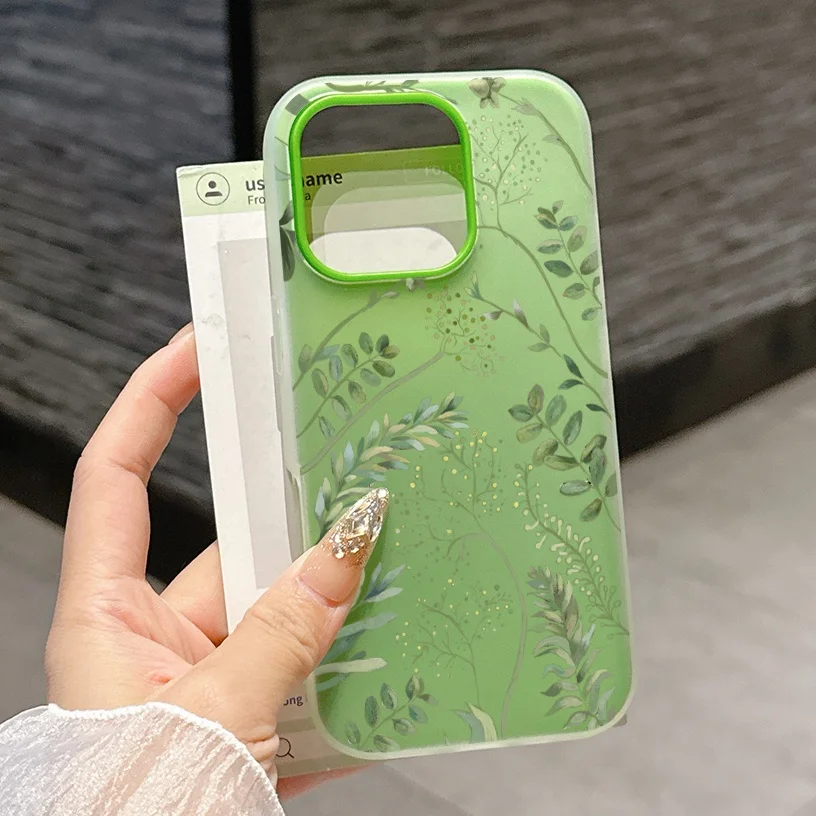 Green Leaves & Pink Floral Candy Matte Phone Case Cover – 2 in 1 Design