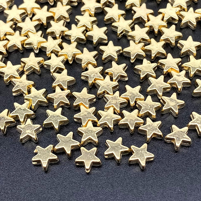 about 6mm Star Love Heart Gold Silver Color Loose Spacer CCB Acrylic Beads Jewelry Making Findings Charm Beads #ZZ04