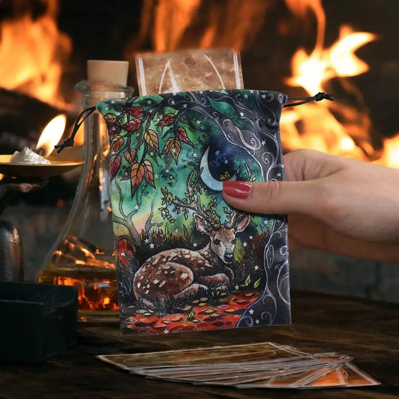 Tarot Storage Bag Double-Side Divination Holder Pouch Jewelry Organizer Drawstring Tarot Game Gift Bag For Witches Magician