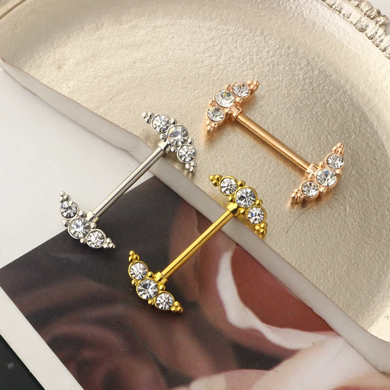 14G Nipple Rings Screw Surgical Steel Nipplering Barbell Tongue Rings Nipple Piercing Jewelry CZ Heart Straight Dangle Nipple Ri