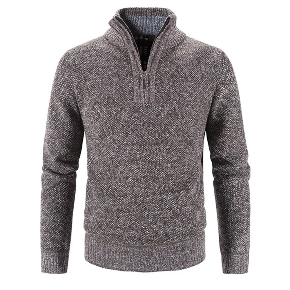 MODFUL Heren Cardigan Warme Gebreide Trui Staande Kraag Volledige Rits met Zijzakken, Grijs, XL