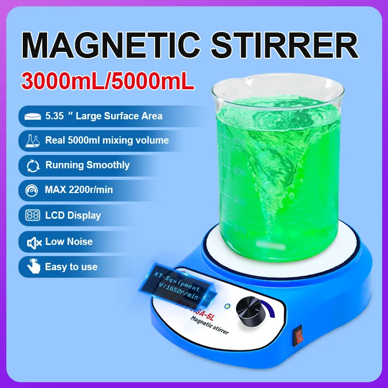 Xin Tester Magnetic Stirrer LED Digital Magnetic Mixer 3000/5000ml Stir Plate Stir Bar AC100-240V magnetic stirrer
