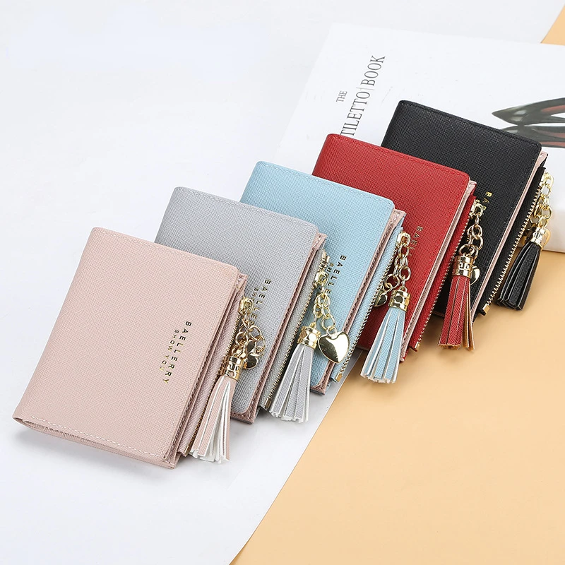 

2022 Tassel Women Wallet Small Cute Wallet Women Short Leather Women Wallets Zipper Purses Female Purse Clutch hold bag