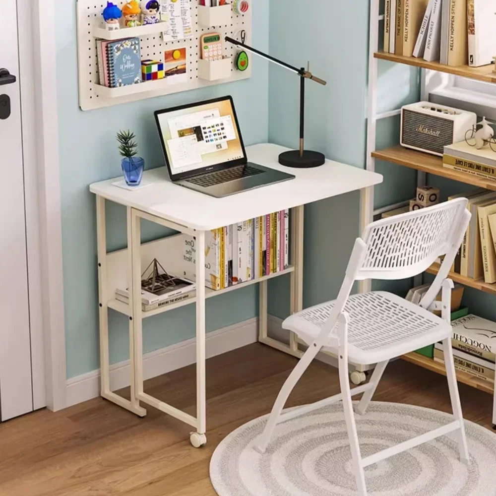 Folding Computer Desk Study Computer Desks for Home Office Portable Computing Stand With Wheel Multifunctional Foldable Desk