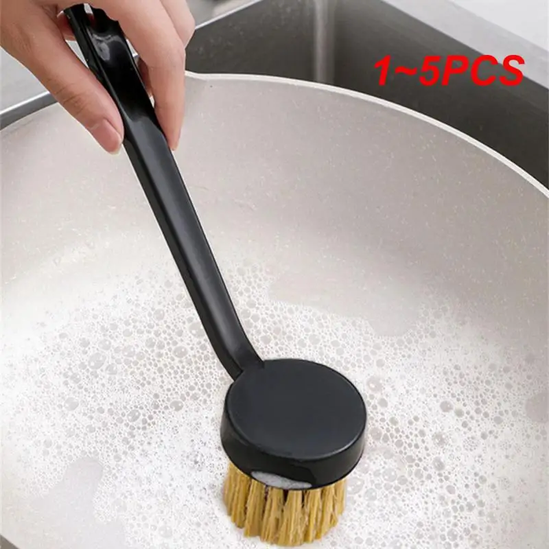 

1~5PCS Pot Brush /bristle Not Hurt Kitchen Household Long Handle Kitchen Accessories Pot Washing Brush Black Decontamination
