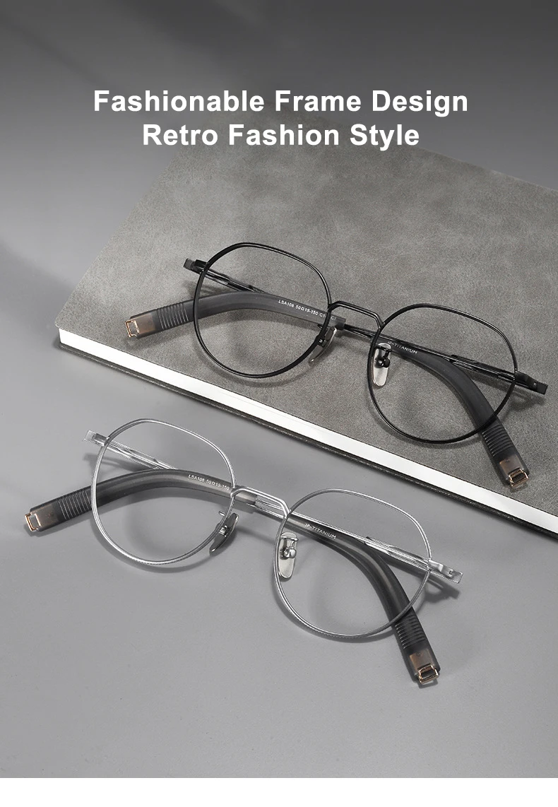 USA Marke Replik Reines Titan Brillen Luxus Runde Ultraleichte Brille Unregelmäßige Brille für Mann – Detail 4