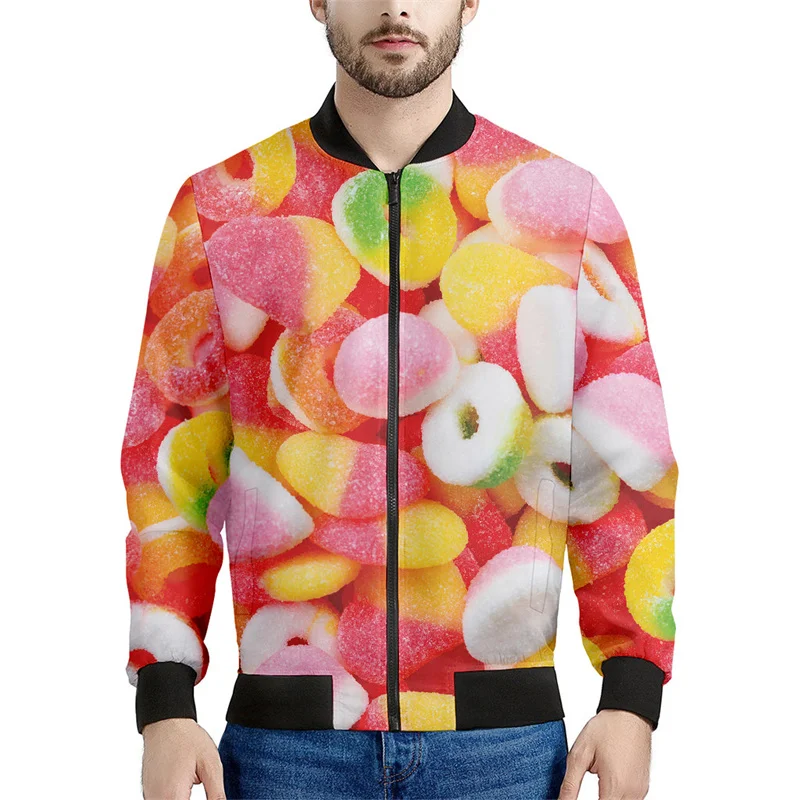 thumbnail image 1 of Chaqueta con cremallera con estampado de caramelos y dulce de azúcar para hombres y niños, sudadera con estampado 3D de piruleta, camisetas de manga larga, chaquetas de aviador urbanas geniales para m, 1 of 5