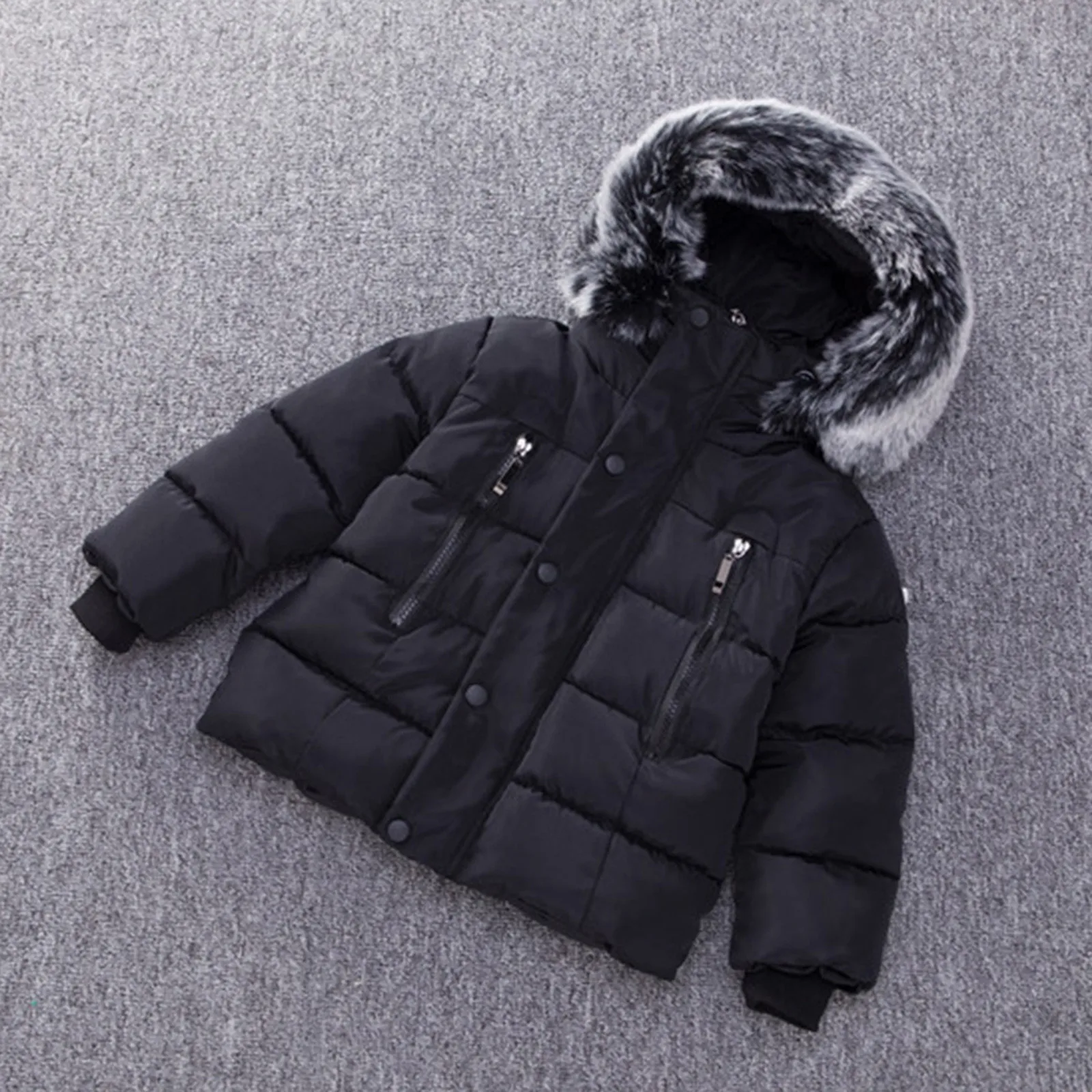 Baby Winter Coat Faux Fur Collar Hooded Jacket Snowsuit 1~6Years Toddler Kids Boys Girls Snow Clothes 2t 3t 4t 5t Coats