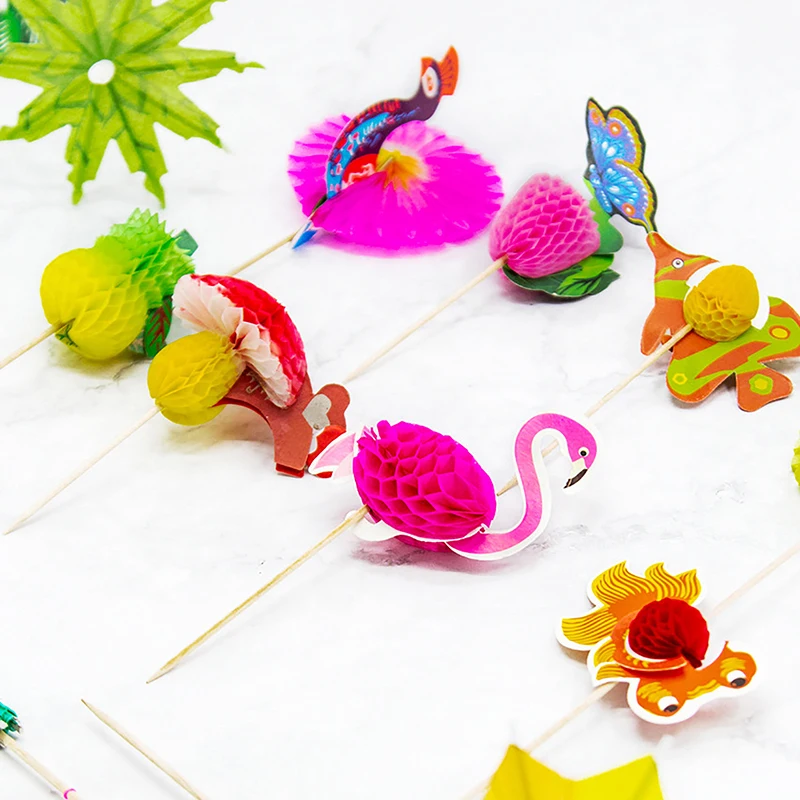 50 Stück verschiedene Ornament Papier Regenschirm Cocktail Sonnenschirme trinken Obst kuchen Topper dekorieren Geburtstags feier DIY Haushalts waren – Detail 9
