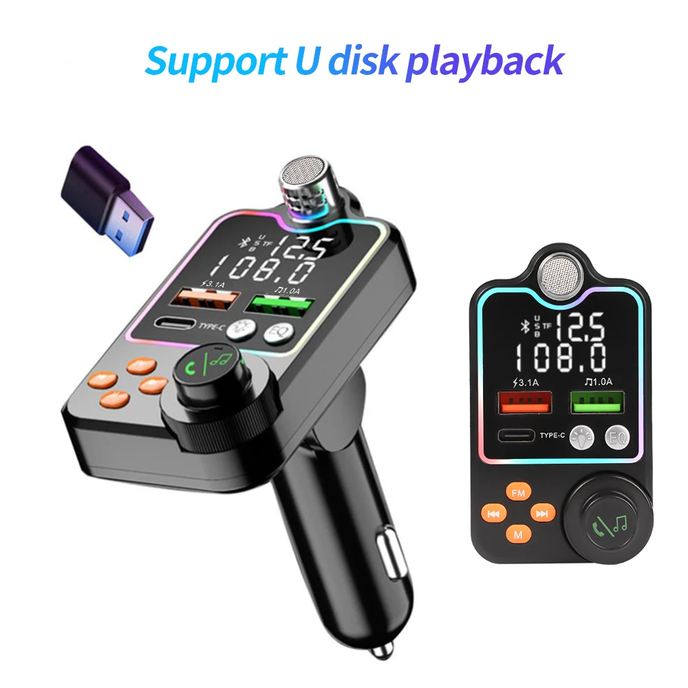 Bluetooth FM Transmitter, Car Radio Audio Adapter MP3 Player Handsfree