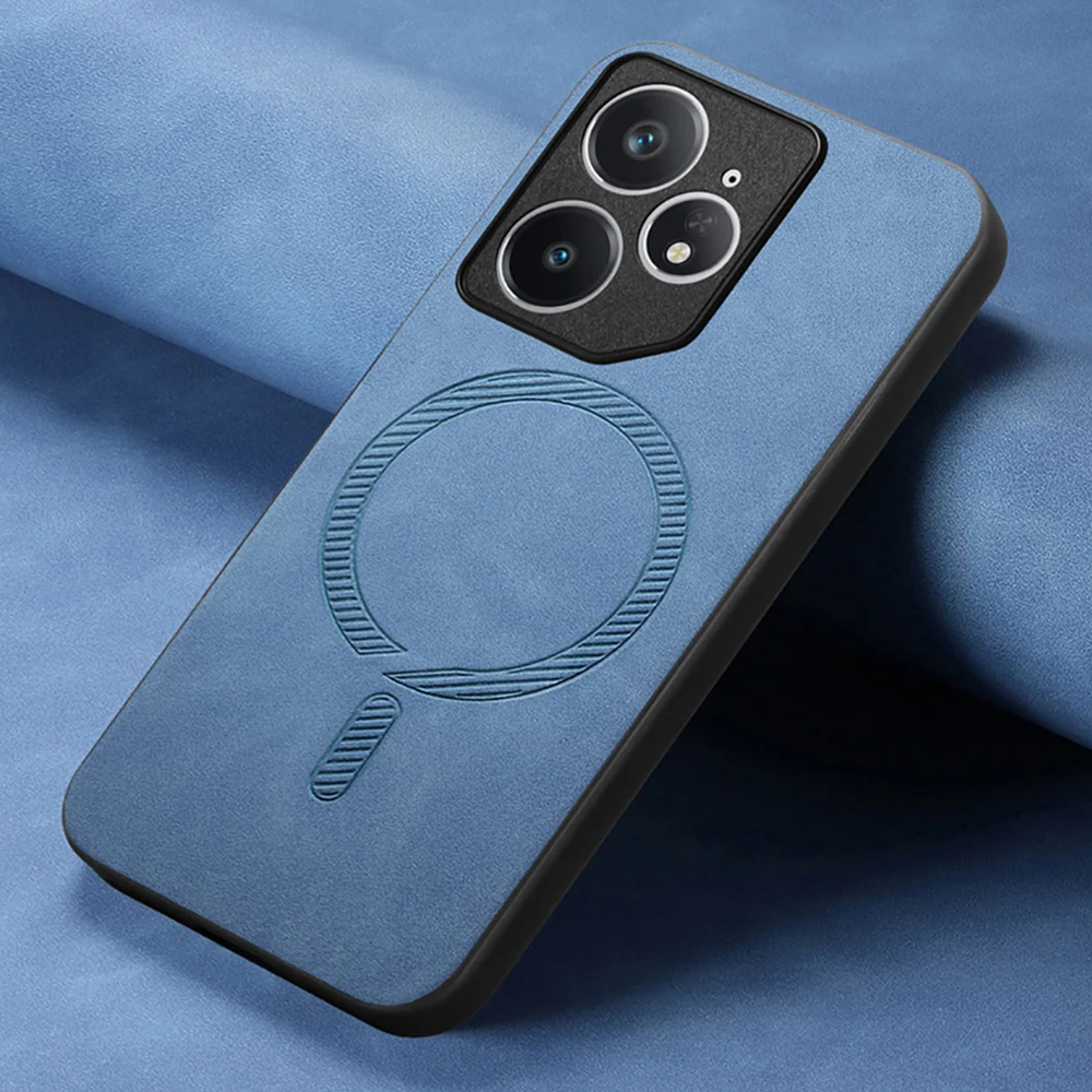 Luxury Leather Magnetic Back Cover with Wireless Charging Compatibility