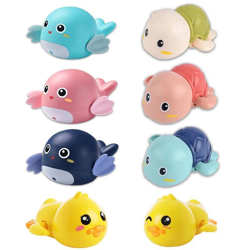 1Piece Baby Bath Toys Pool Beach Classic Chain Clockwork Water Toy Bathing Cute Duck Turtle Dolphin For Kids Water Playing Toys 6