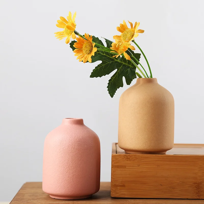 

Modern Nordic Style Simple Frosted Ceramic Small Vase Dried Flowers Rough Pottery Vase Desktop Decoration Aromatherapy Bottle
