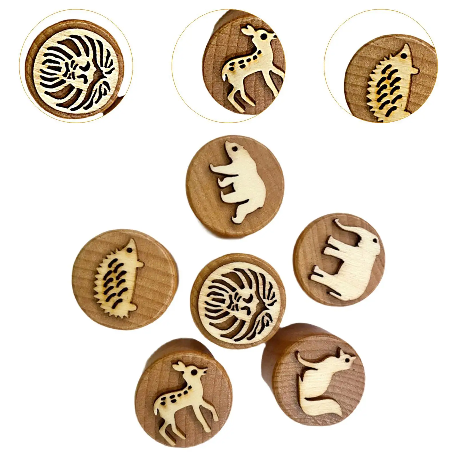 6 Pieces Wooden Stamps for Kids DIY Craft for Art Scrapbooking Animal Stamps