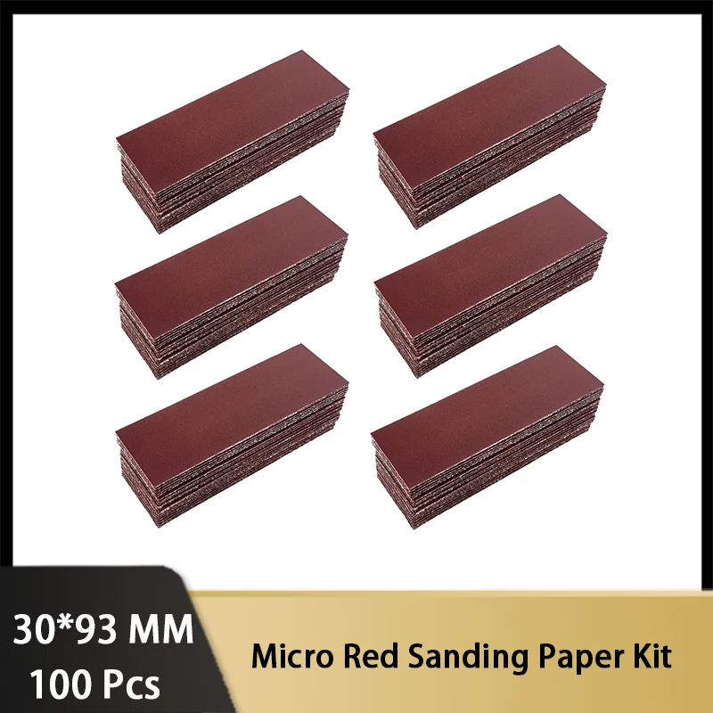 마이크로 레드 샌딩 페이퍼 키트, 목재 작업 마무리 코너 연마 DIY 프로젝트용, 그릿 모듬 80 - 600 #, 30*93mm, 100 개 