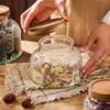 Vintage Begonia Pattern Glass Sealed Jar Storage Box Kitchen Household Dried Fruit Snacks Large Capacity Storage Jar Container 2