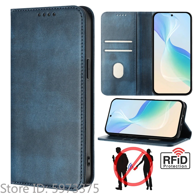 Premium Clamshell Leather Phone Case with Anti-theft Magnetic Flip Cover & Wallet Feature