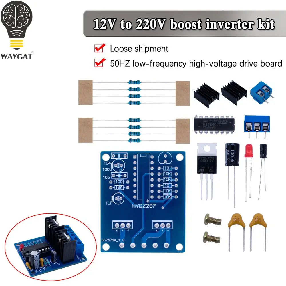 Circuito Booster Inverter Da 12V A 220V 50Hz Test Di Allenamento Dei Componenti Dell'Inverter Booster Della Scheda Di Azionamento Ad Alta Tensione A B