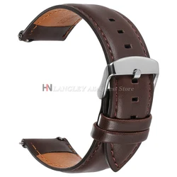 Vintage Brown Cowhide Leather Quick Release Strap - 18mm, 20mm, 22mm - 22mm (Dark Brown - Silver)
