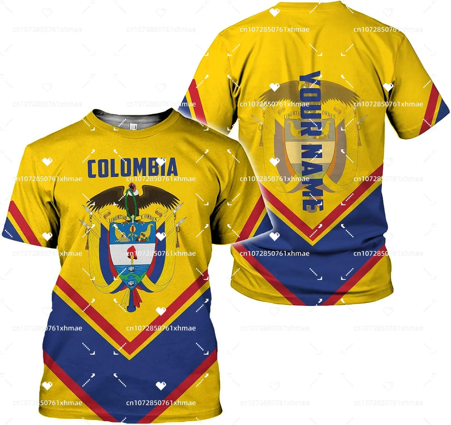 Custom Name Colombia Flag Badge T-Shirt Men's Women Casual Round Neck Oversized Short Sleeves Tees Fashion Harajuku Street Tops