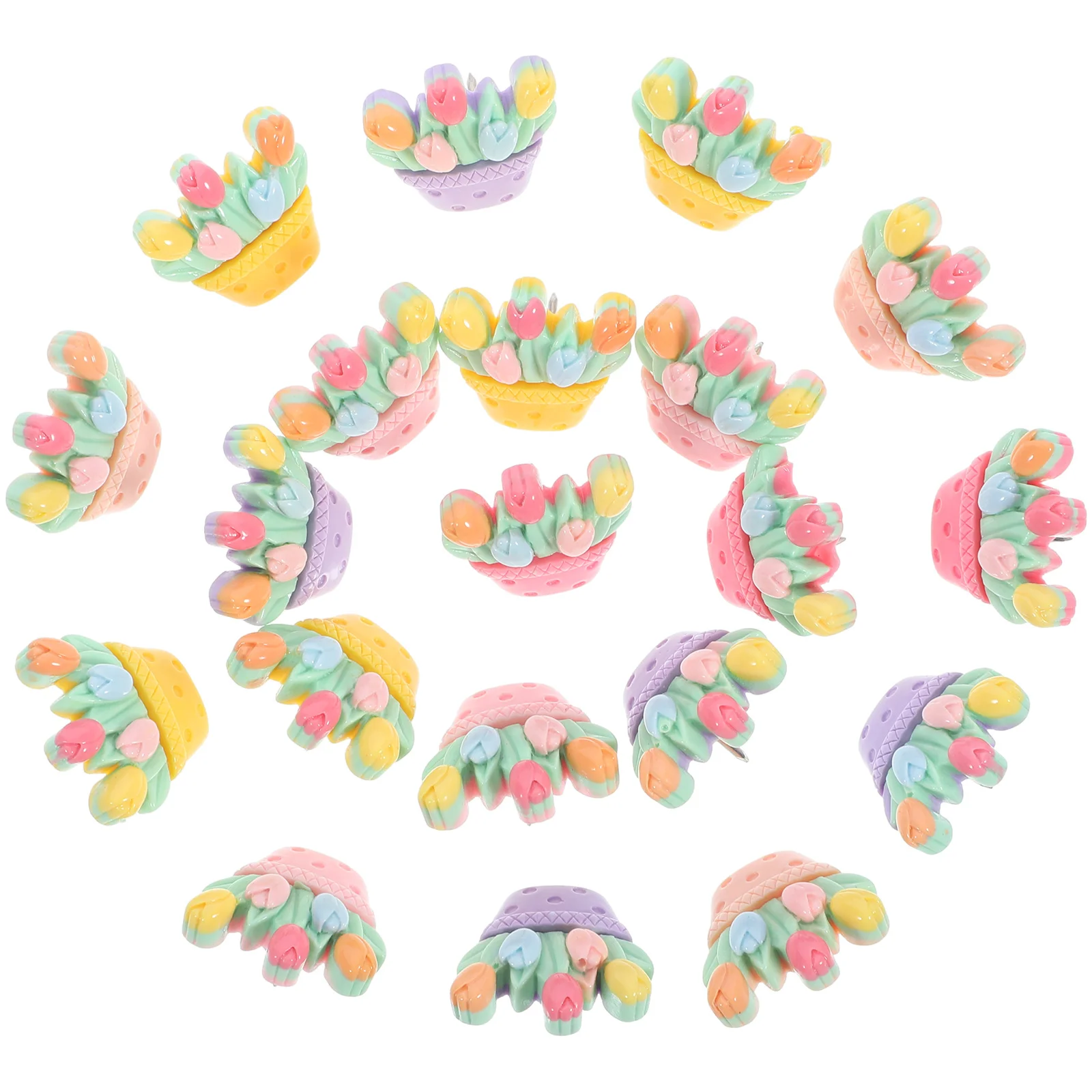 20Pcs 수지 압정 꽃 디자인 지리 수업을 위한 경량 컴팩트 푸시 핀 여행 사진 미술 공예품 매일 사용 홈