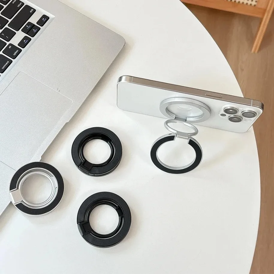 360° Rotating Foldable Dual Magnetic Phone Holder Stand For MagSafe Mount Portable Desktop Car Use For iPhone 12/13/14/15/16/17