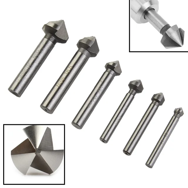 1Pcs 3Flute Countersink Drill Bit 90Degree Chamfering Tools Chamfer Cutter Chamfering Cutter Wood Metal Hole Drilling 6.3-20.5mm 3
