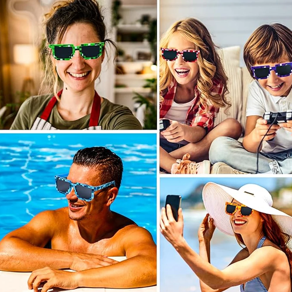 1-12Pcs Pixel sunglasses Retro Pixel glasses Adult boys and girls Photo props birthday party supplies Best Sellers In Accessories